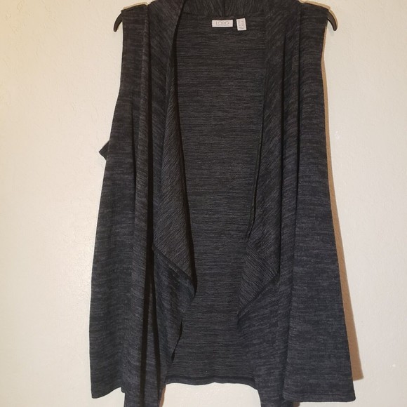 LOGO By Lori Goldstein Sz 1X Grey Marled Knit Draped Sweater Vest - Picture 2 of 6